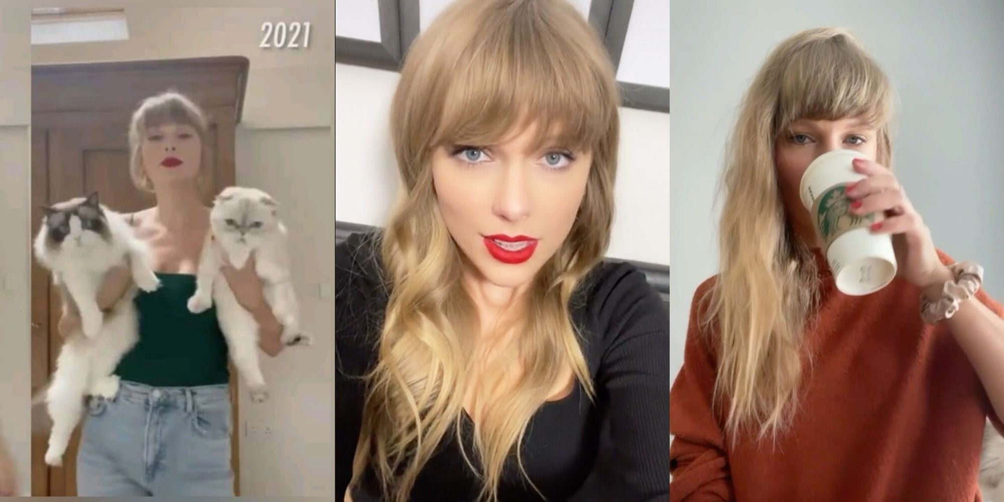 Split images of Taylor Swift's reels and Tiktoks.