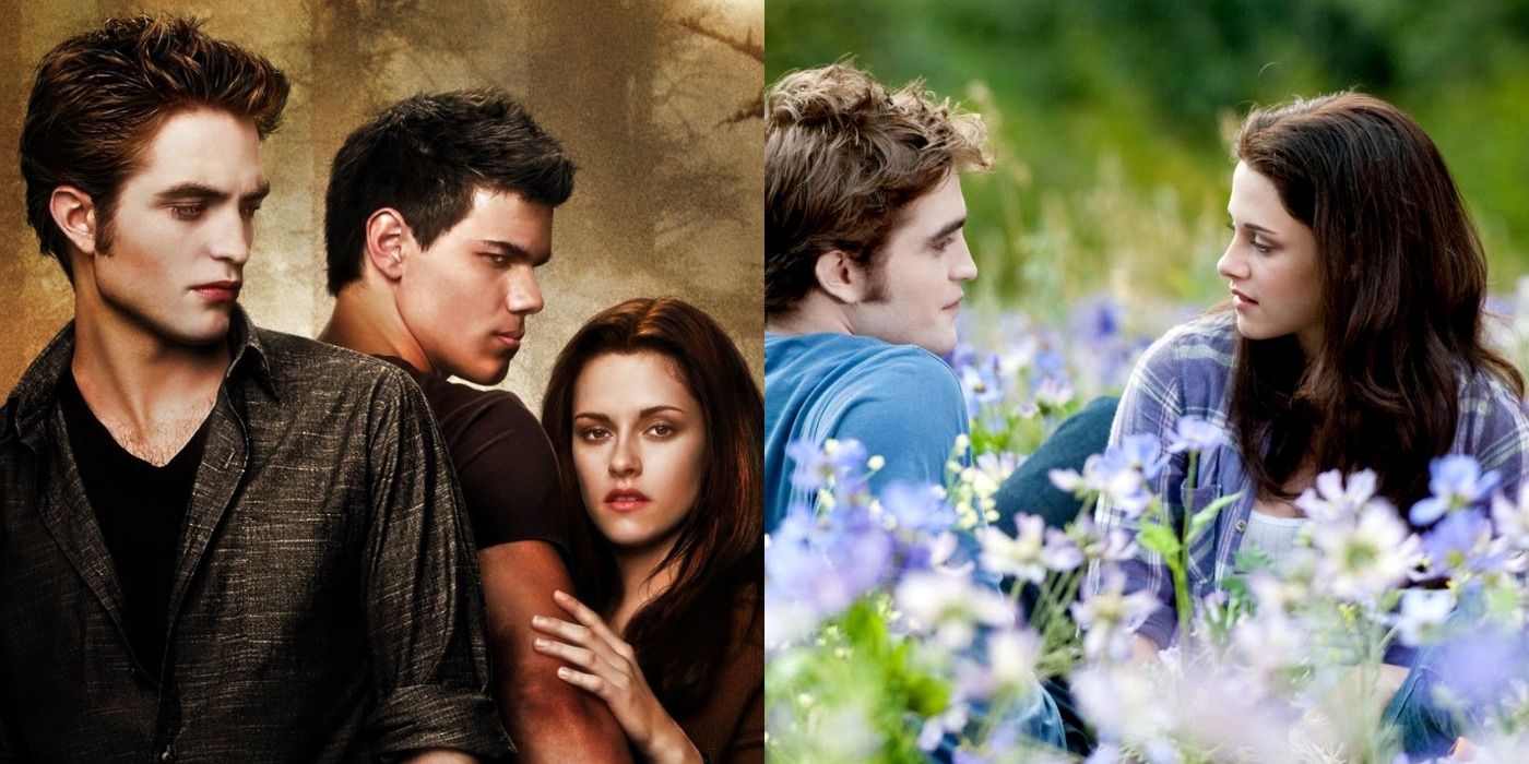 Split image of scenes from Twilight New Moon and Eclipse