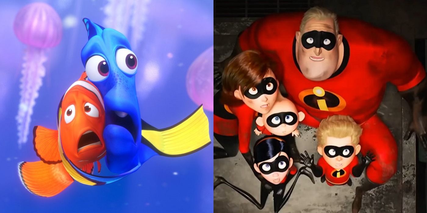 Split image of scenes from Finding Nemo and The Incredibles