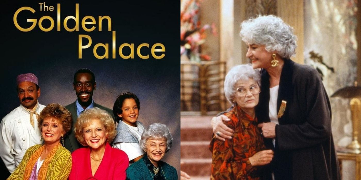 Split image of a promo image of The Golden Palace and Bea Arthur on the series