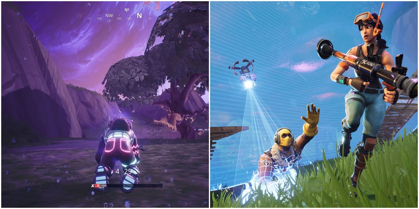 10 Worst Habits Fortnite Players Have split image of in-game