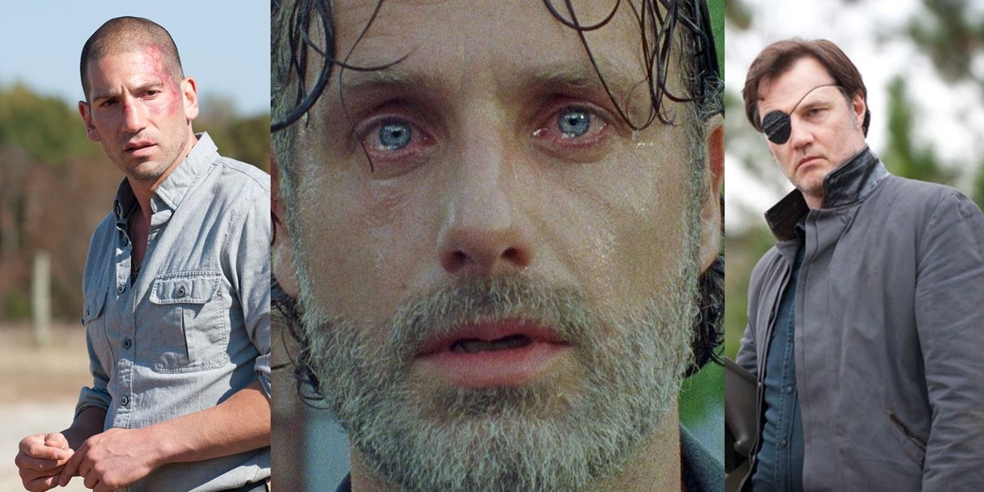 Split image of Shane Walsh, Rick Grimes, and The Governor in The Walking Dead