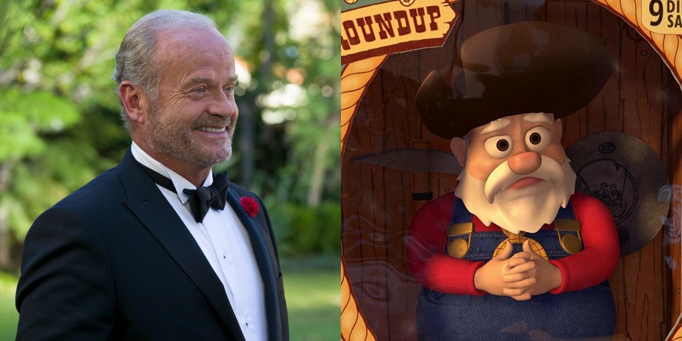 Split image of Keifth and Stinky Pete from Toy Story 2 - Modern Family and Disney characters