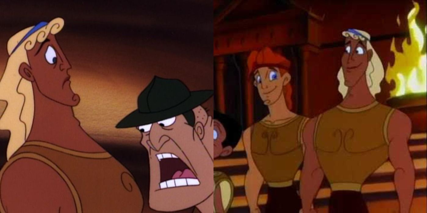 Split image of Adonis, Agamemnon and Hercules in Hercules Animated Series