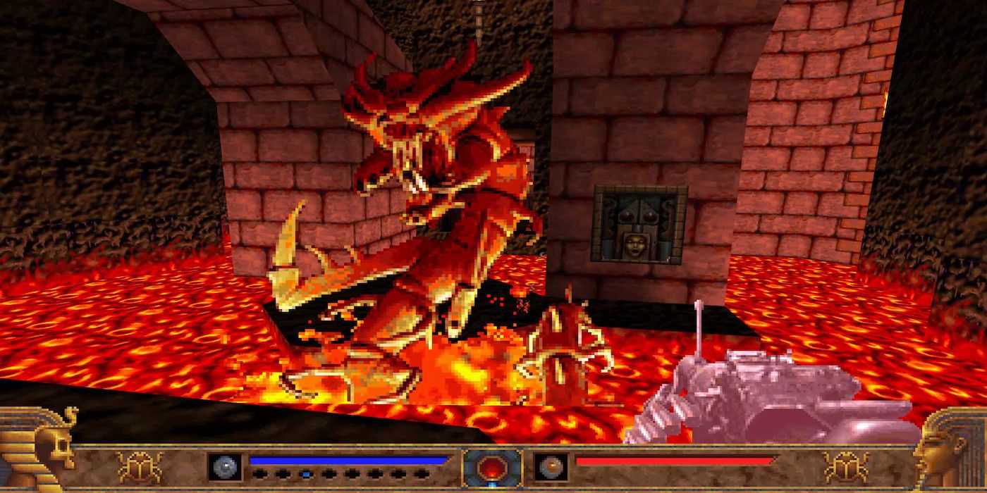 An official screenshot of the upcoming KEX Engine Port of PowerSlave that combines both the PS1 and Saturn versions