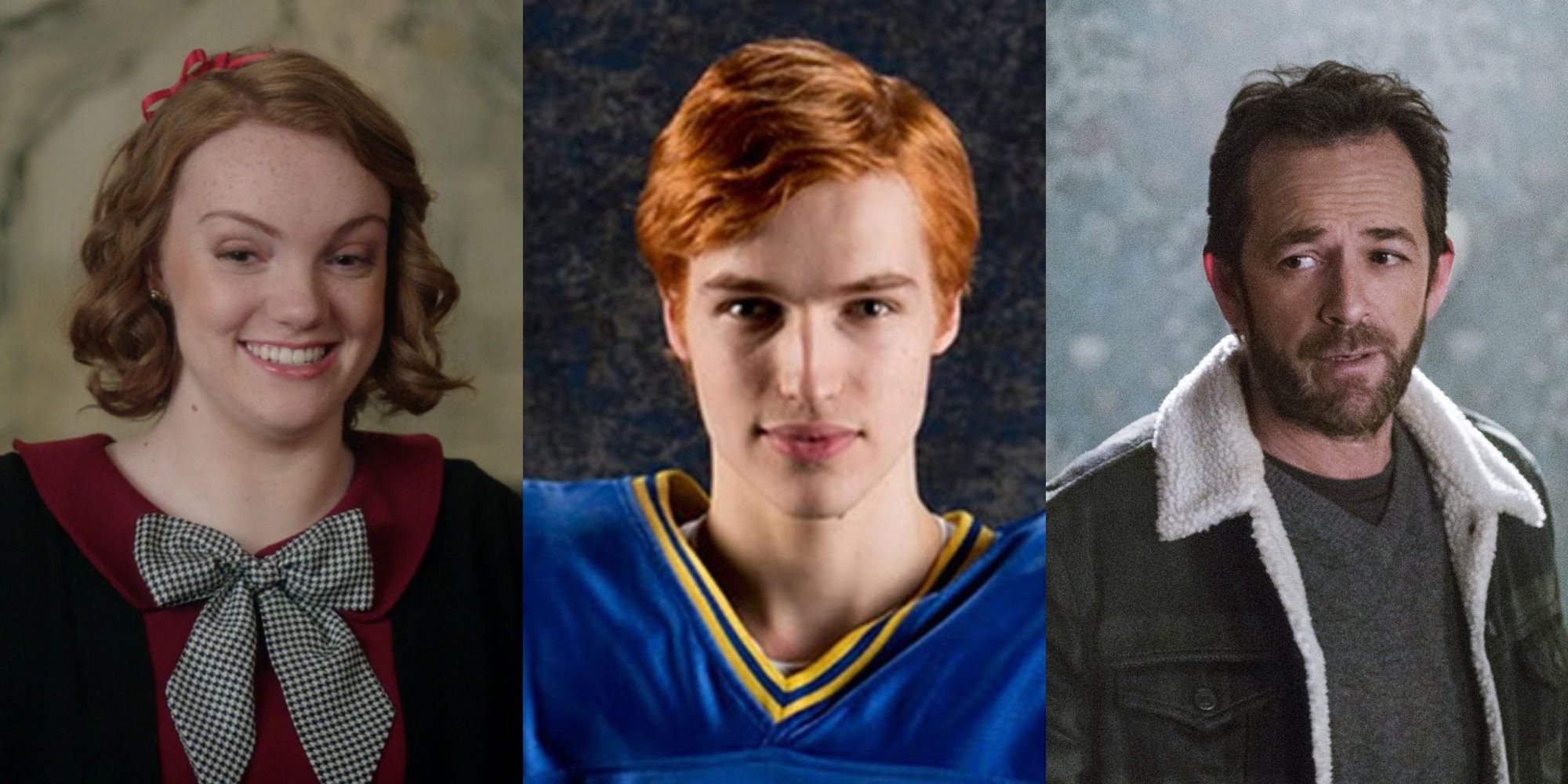Split image of Ethel Muggs, Jason Blossom, and Fred Andrews in Riverdale