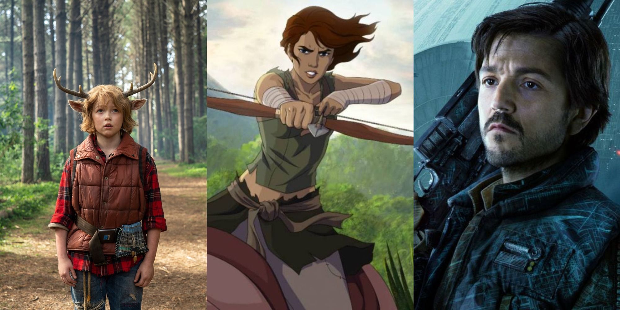 Split image of Sweet Tooth, Ark: The Animated Series, and Cassian Andor