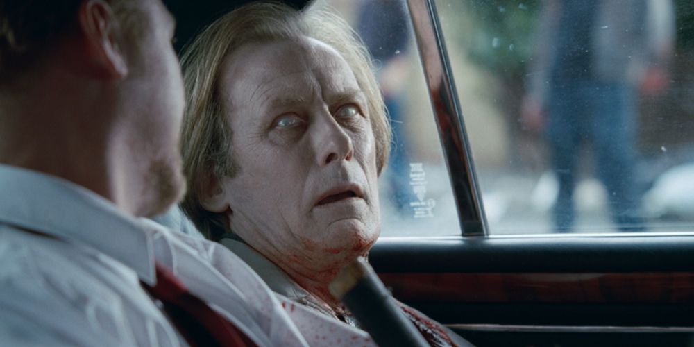 Phillip turns into a zombie in the car in Shaun of the Dead