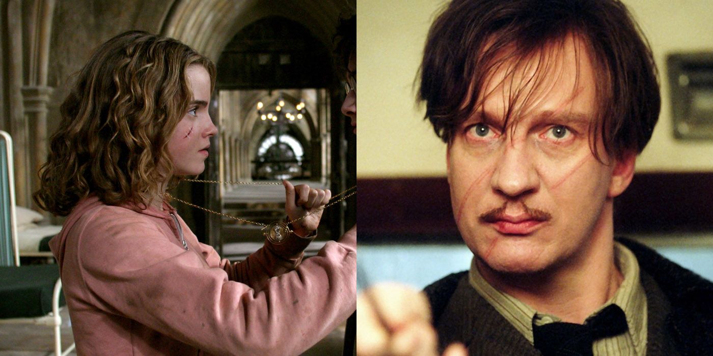 split image of Hermione and Remus in Prisoner of Azkaban