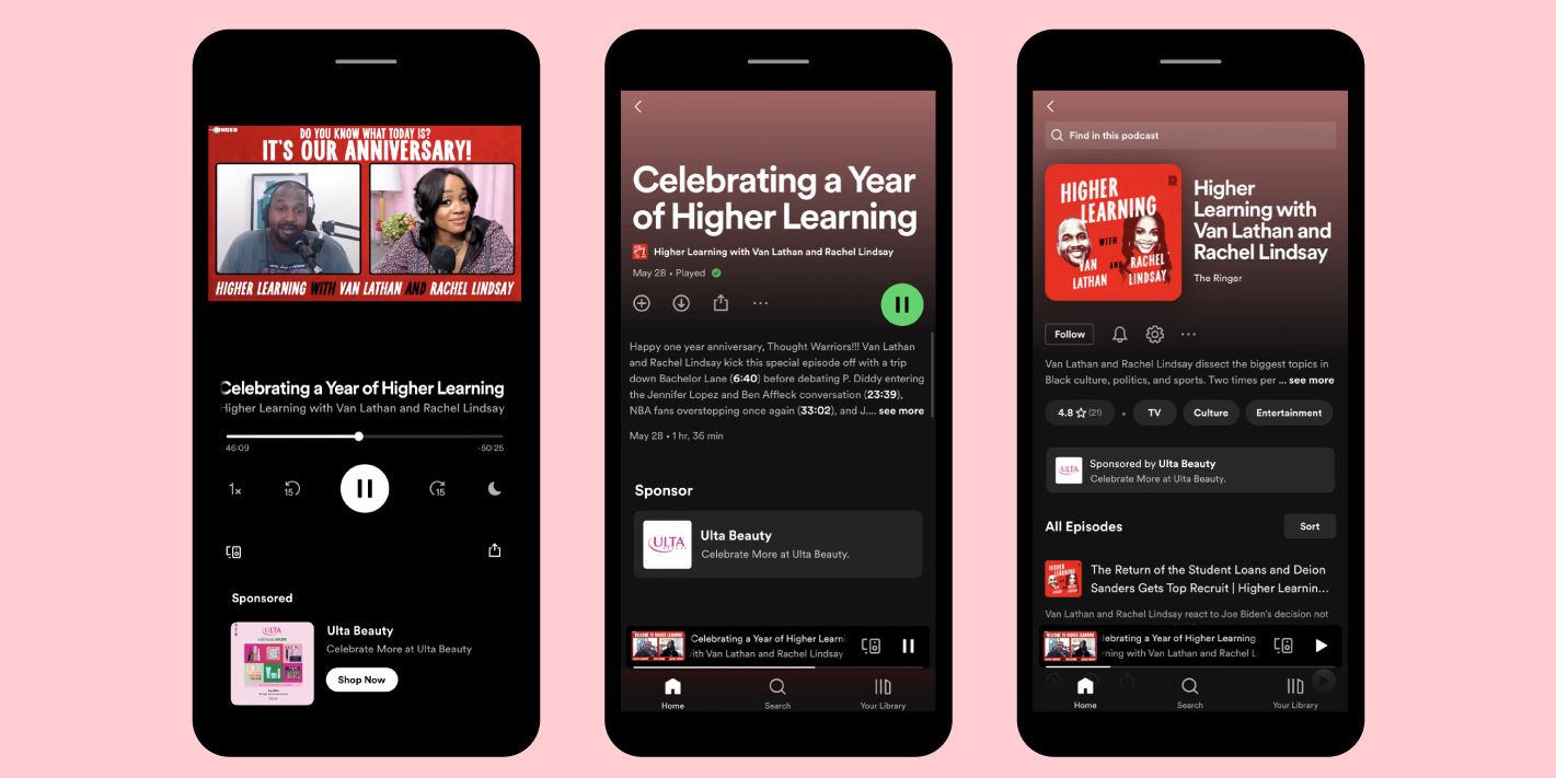 'Call-to-action' cards for podcast ads in Spotify