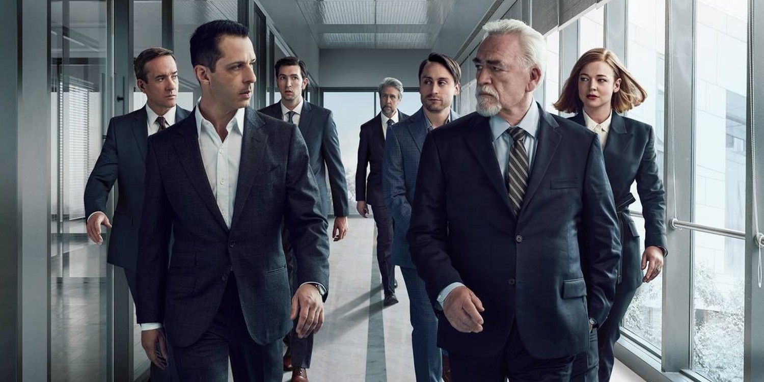 The cast of Succession walking side by side