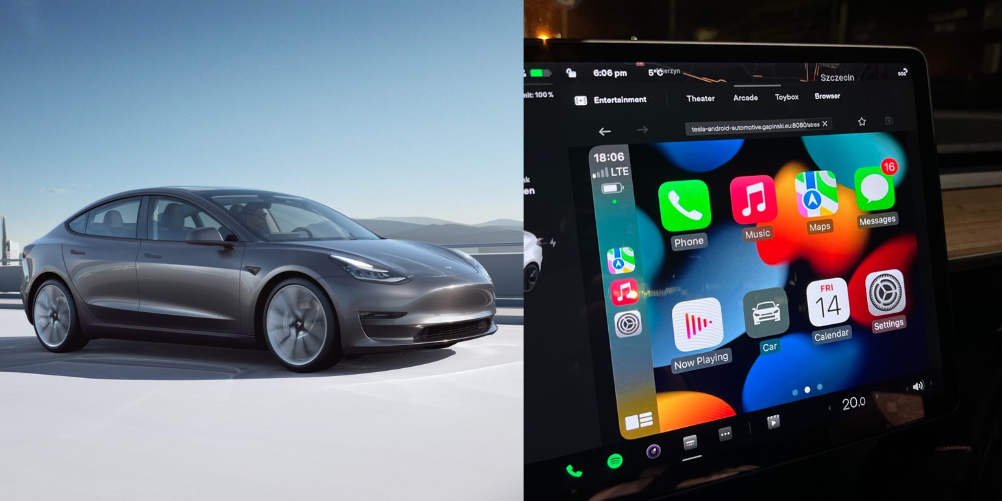 Apple CarPlay running in a Tesla