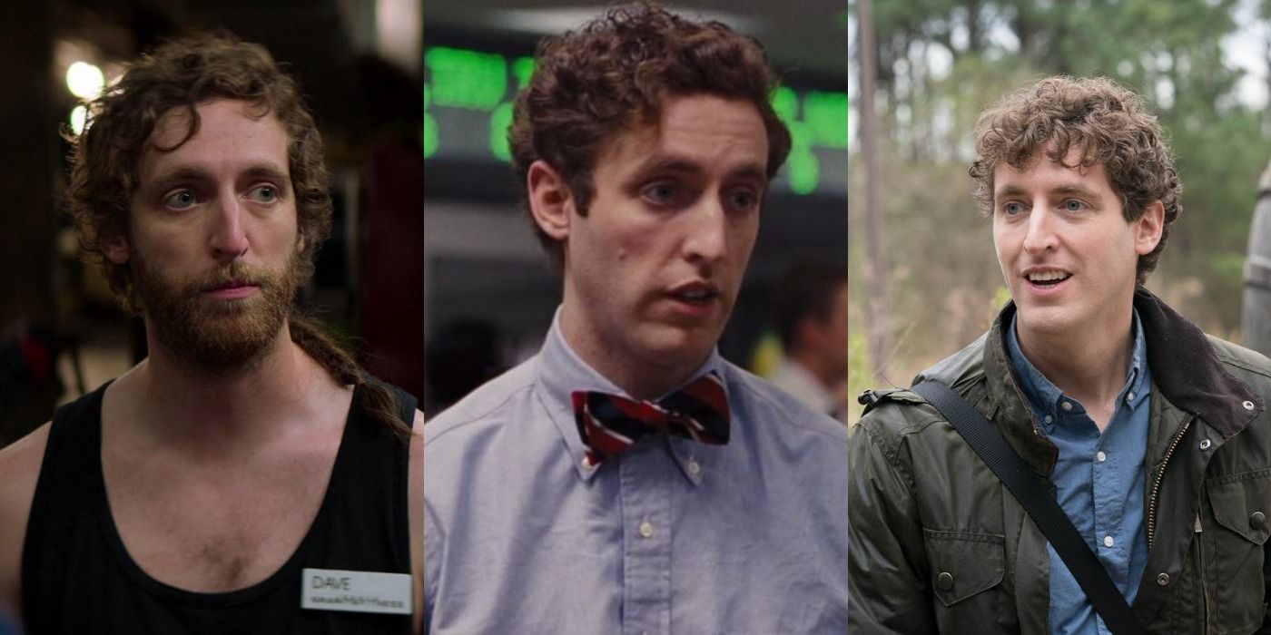 Split screen of Thomas Middleditch in Wold Of Wall Street, Tag, and Zombieland: Doubletap.