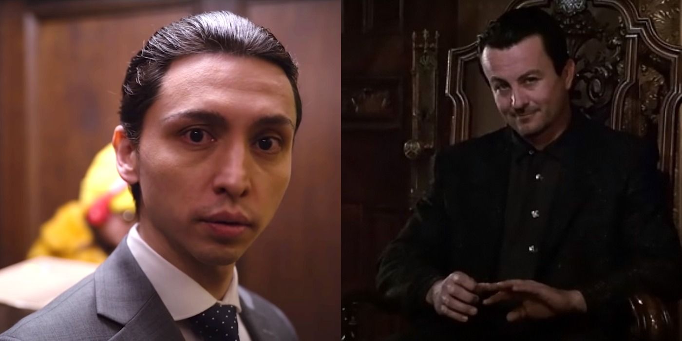 Split image of Tim Kono in Only Murders and Mr. Body in Clue