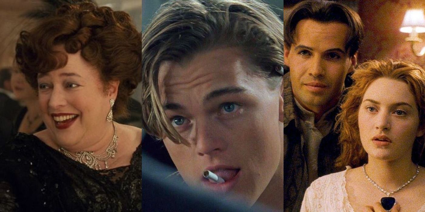 Billy Zane, KAthy Bates, Leo DiCaprio, and Kate Winslet in a Titanic collage.