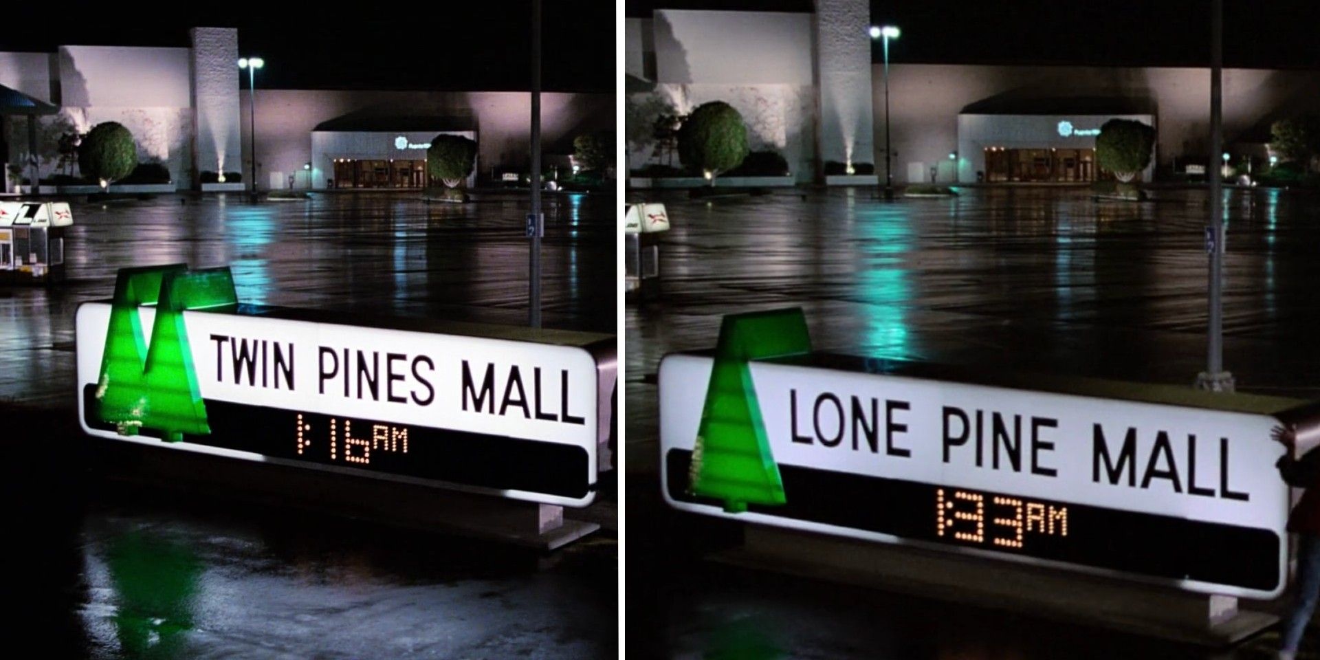 Twin Pines Mall to Lone Pine Mall in Back to the Future
