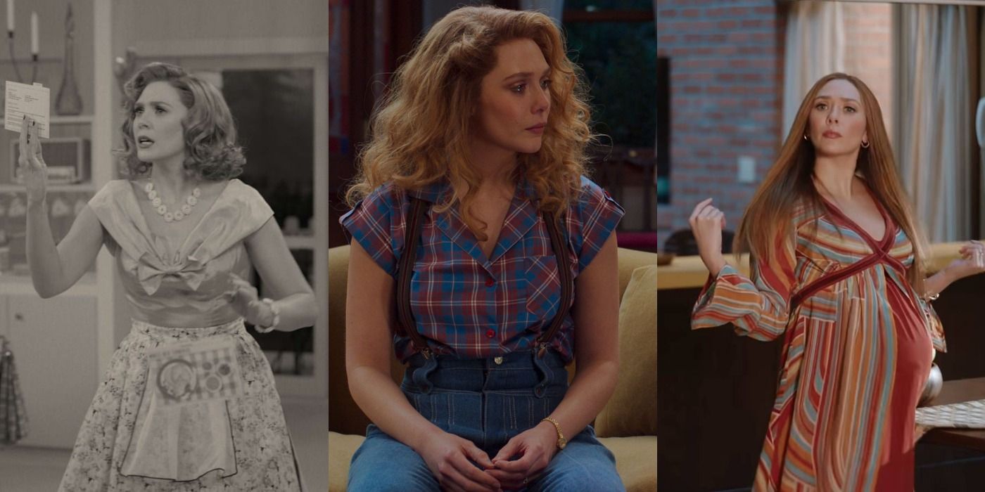 Wanda Maximoff in the 50s, 80s, and 70s in WandaVision