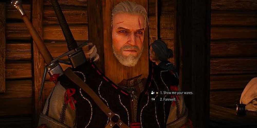 Geralt's head stuck in a wooden post in Witcher 3