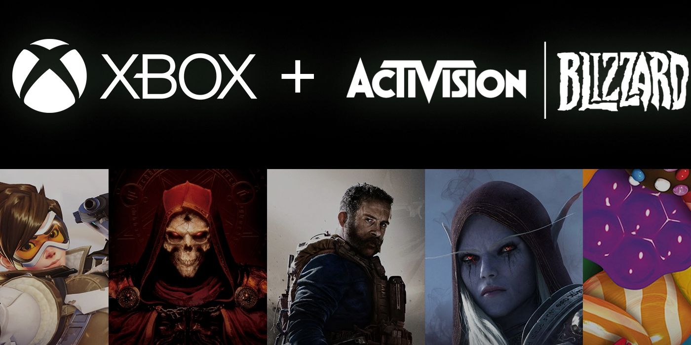 Xbox and Activision-Blizzard Logos Above Game Images