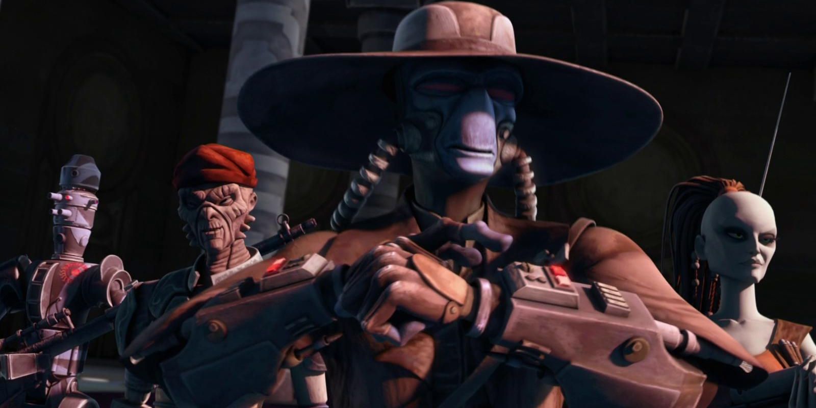00. The Clone Wars Cad Bane leads a team of bounty hunters, including Aurra Sing, a Weequay pirate, and IG-88 (Hostage Crisis)