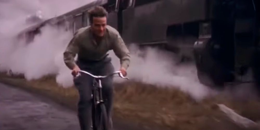 Young Indiana Jones Chasing A Train With A Bicycle in Trenches of Hell
