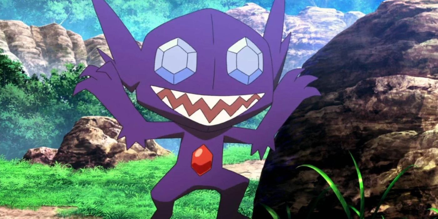 A Sableye out in the wild in Pokemon anime.