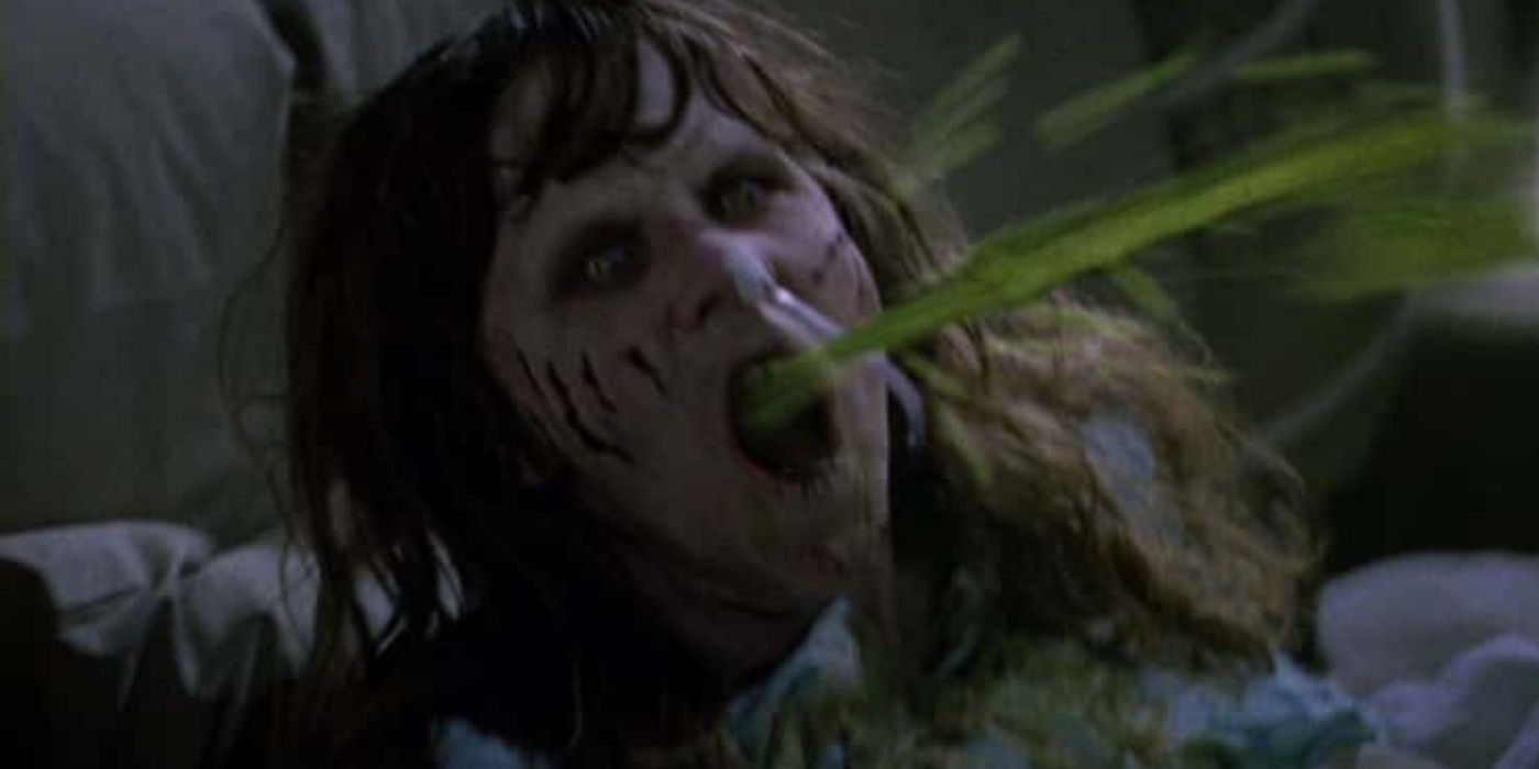 A girl puking in The Exorcist