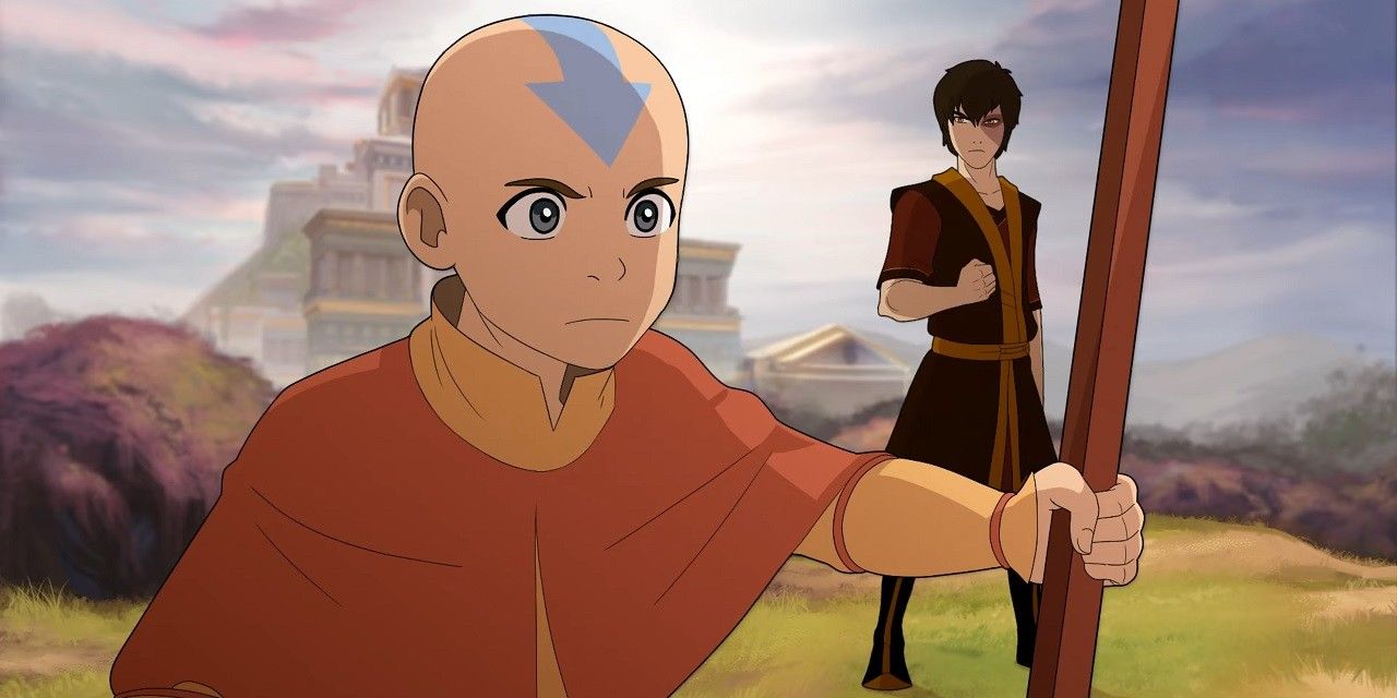 Aang and Zuko practice bending in Avatar the Last Airbender
