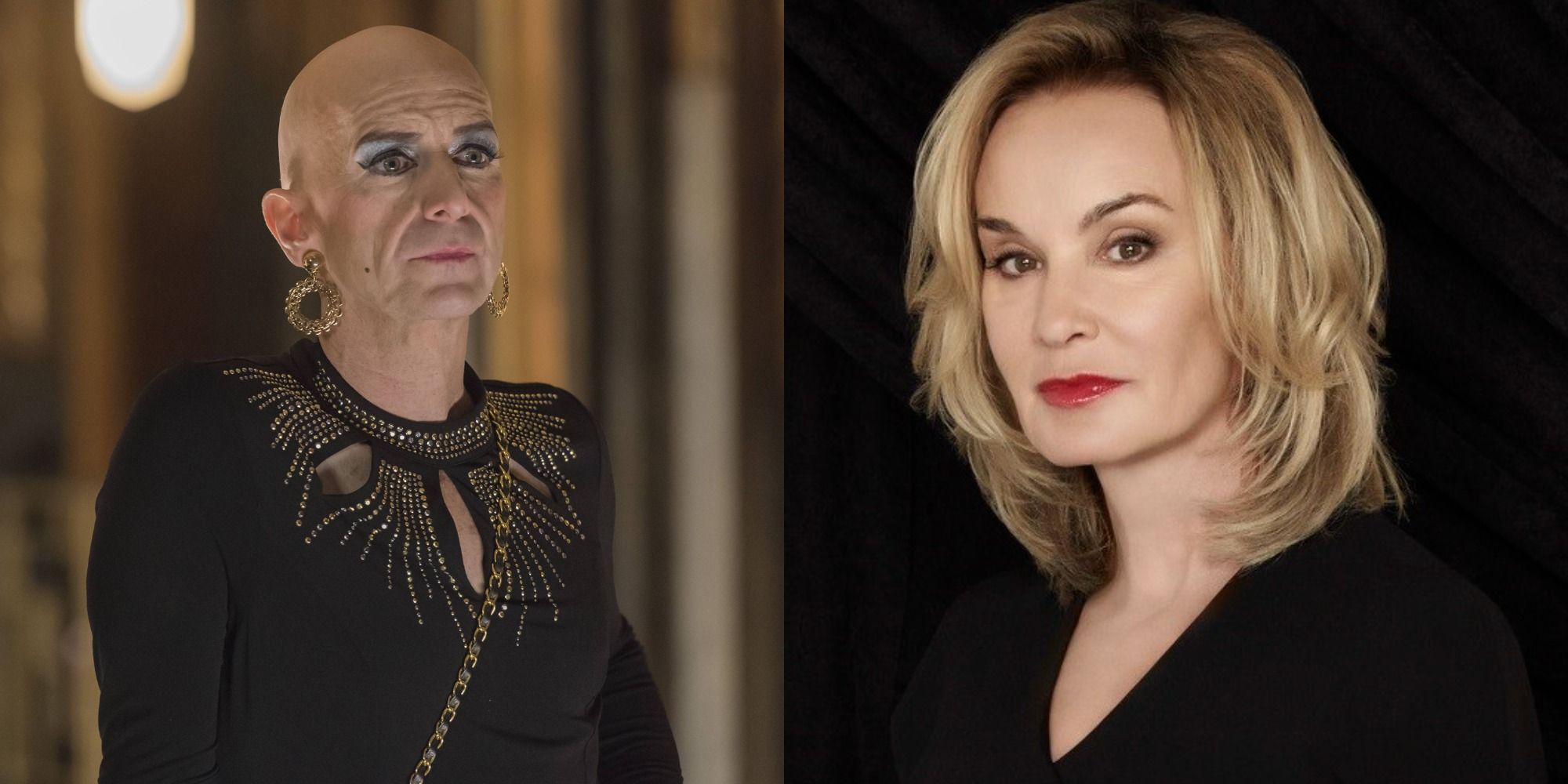 Split image showing Liz in AHS Hotel and Fiona in AHS Coven