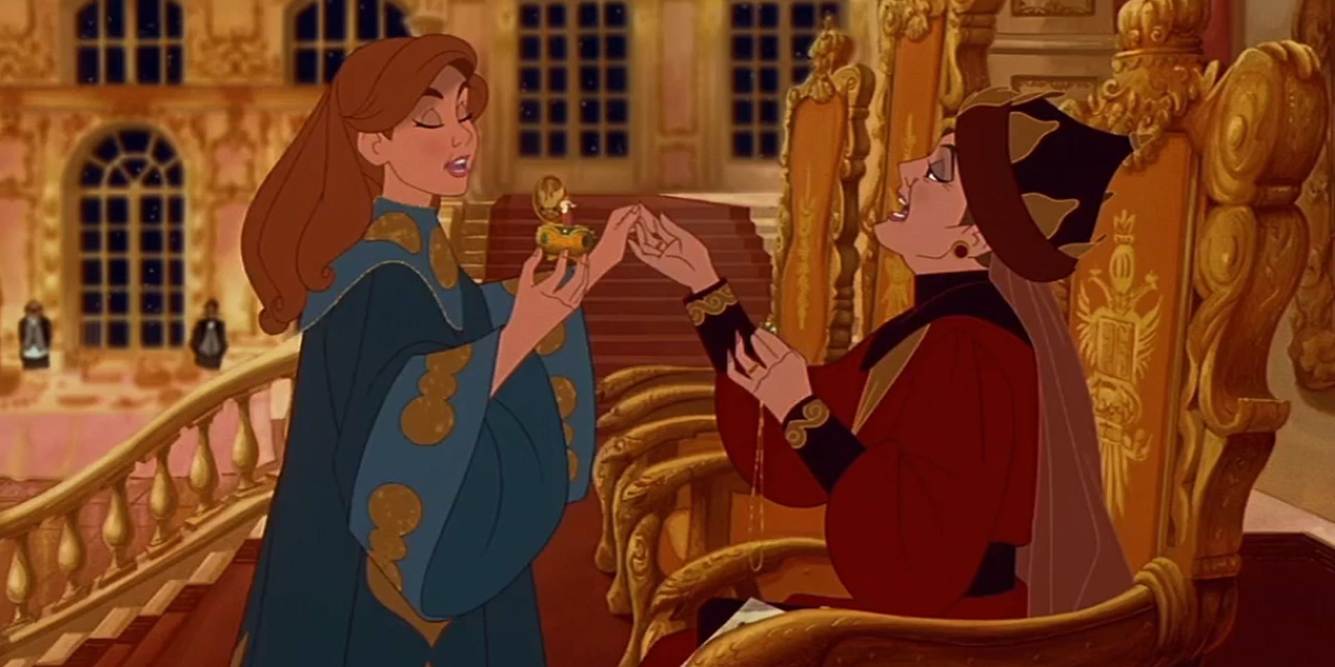 Anastasia is given a gift by her grandmother 