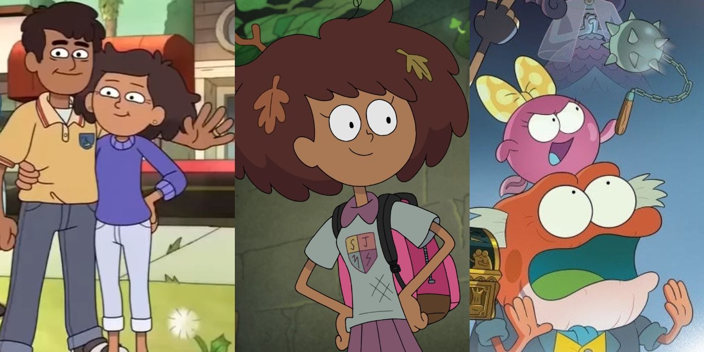 Featured Split Image Of Anne Boonchuy, Her Parents, And The Plantars From Amphibia