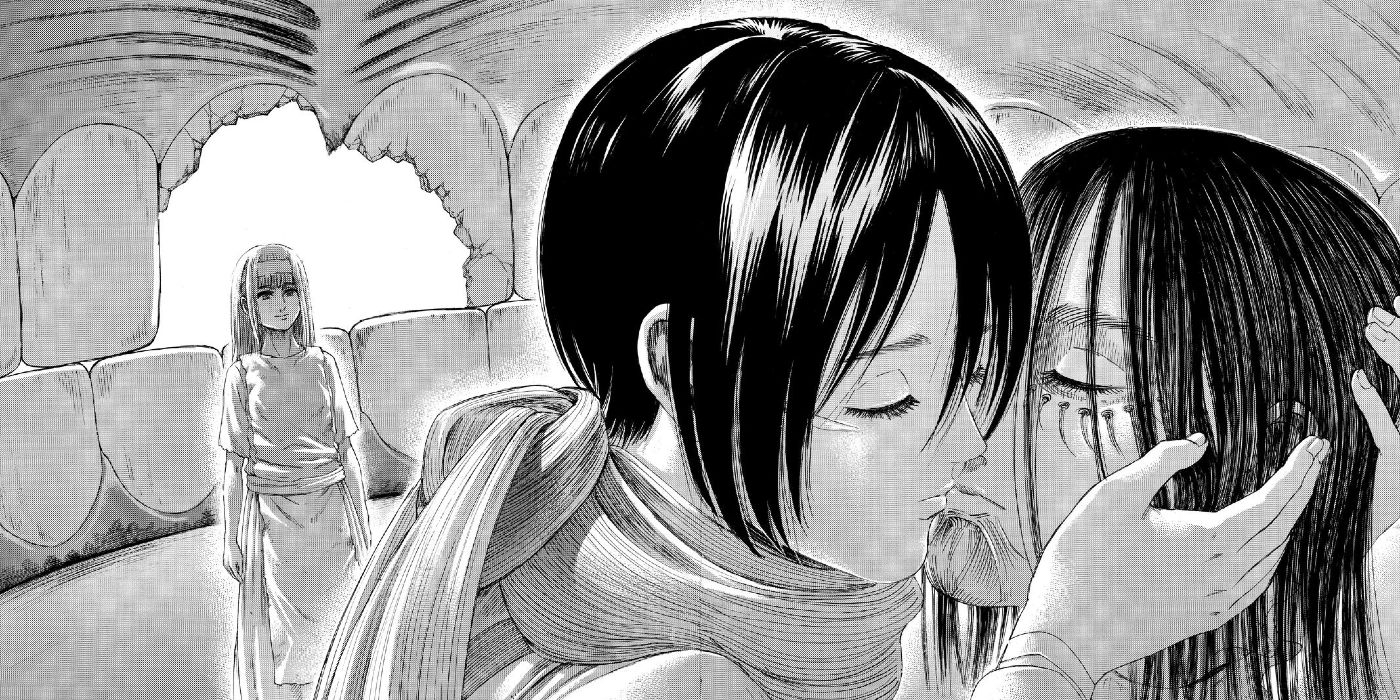 Attack on Titan Mikasa Kisses Eren's Head