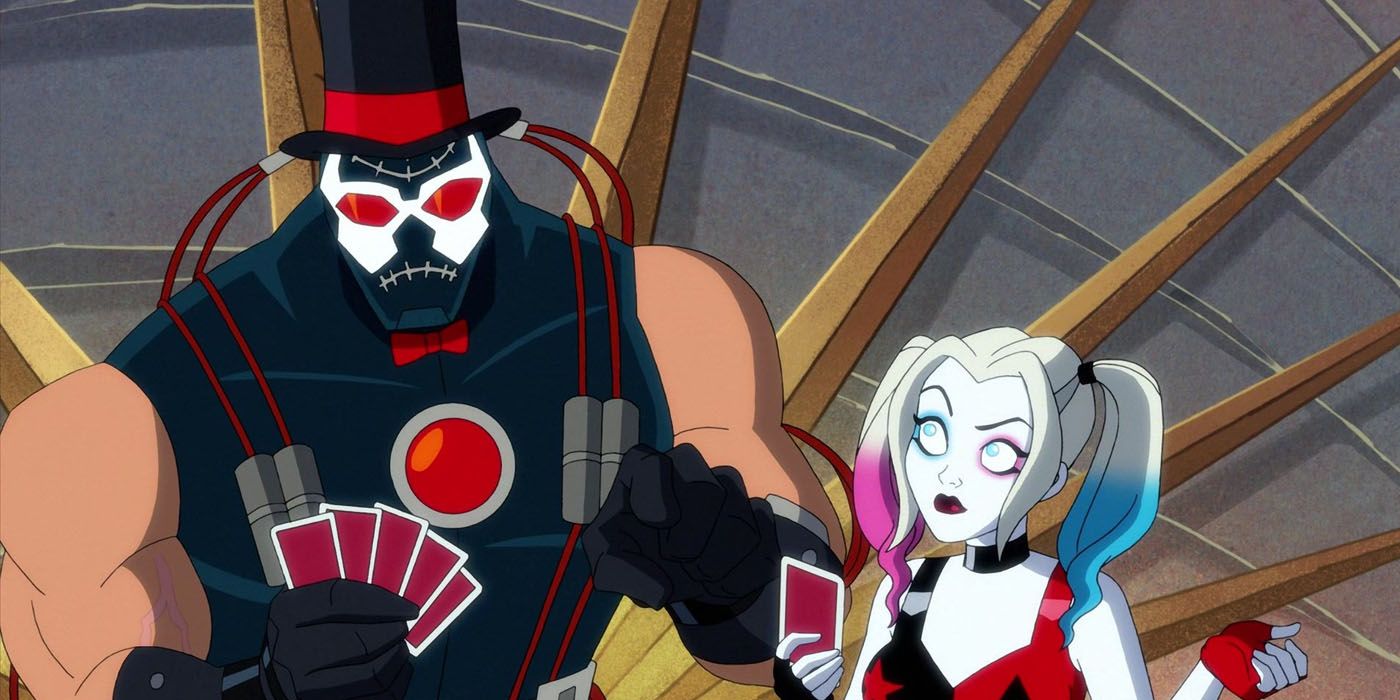 Bane messes up a card trick in the Harley Quinn series
