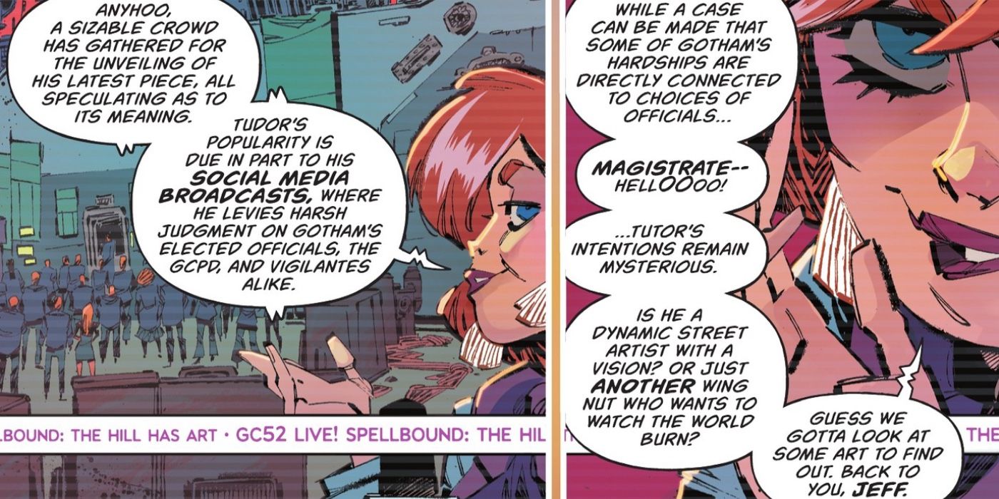 Panel from Batgirls 3, where Grace O'Halloran speculates on the Tutor
