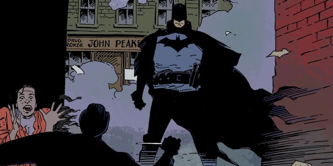 Batman parando um assassino em um beco em Gotham por Gaslight