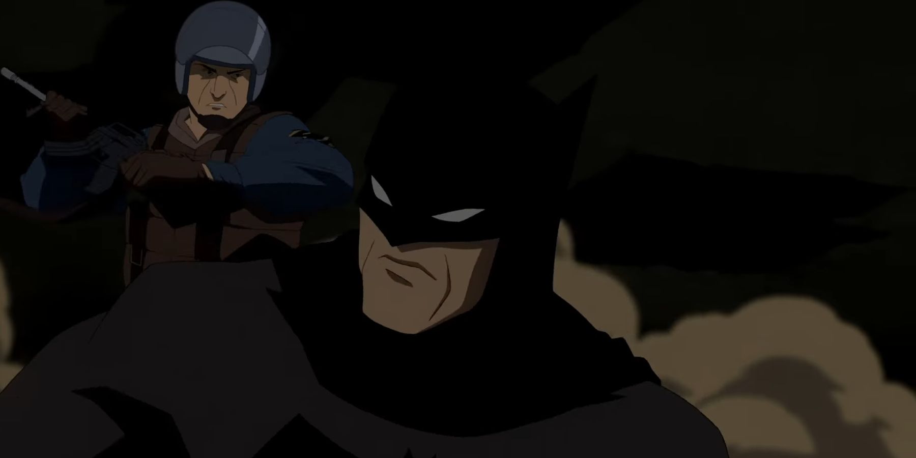 Batman fighting SWAT members in Batman's first year