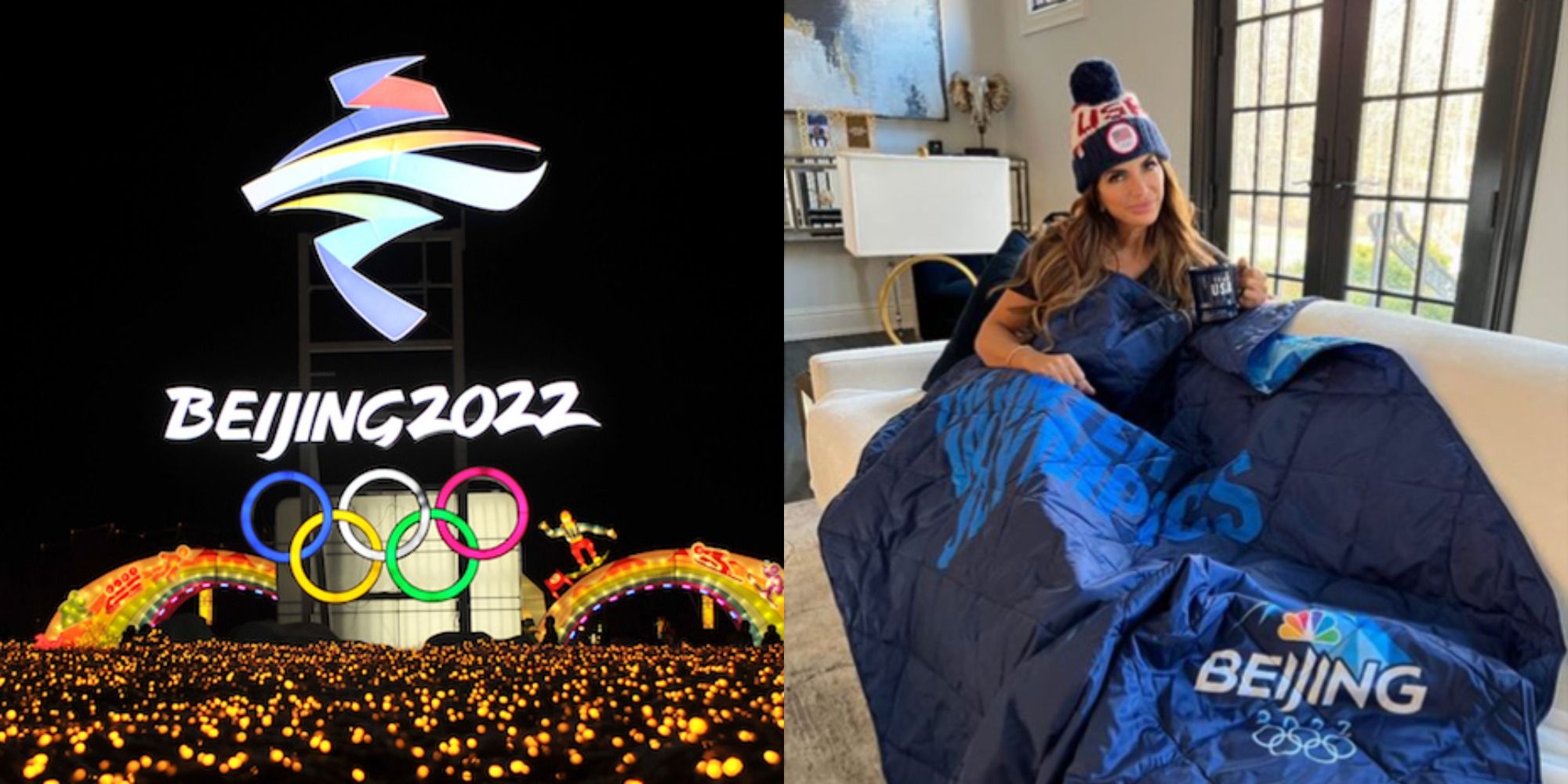 Split image showing the logo for Beijing 2022 and an IG photo of Teresa Guidice