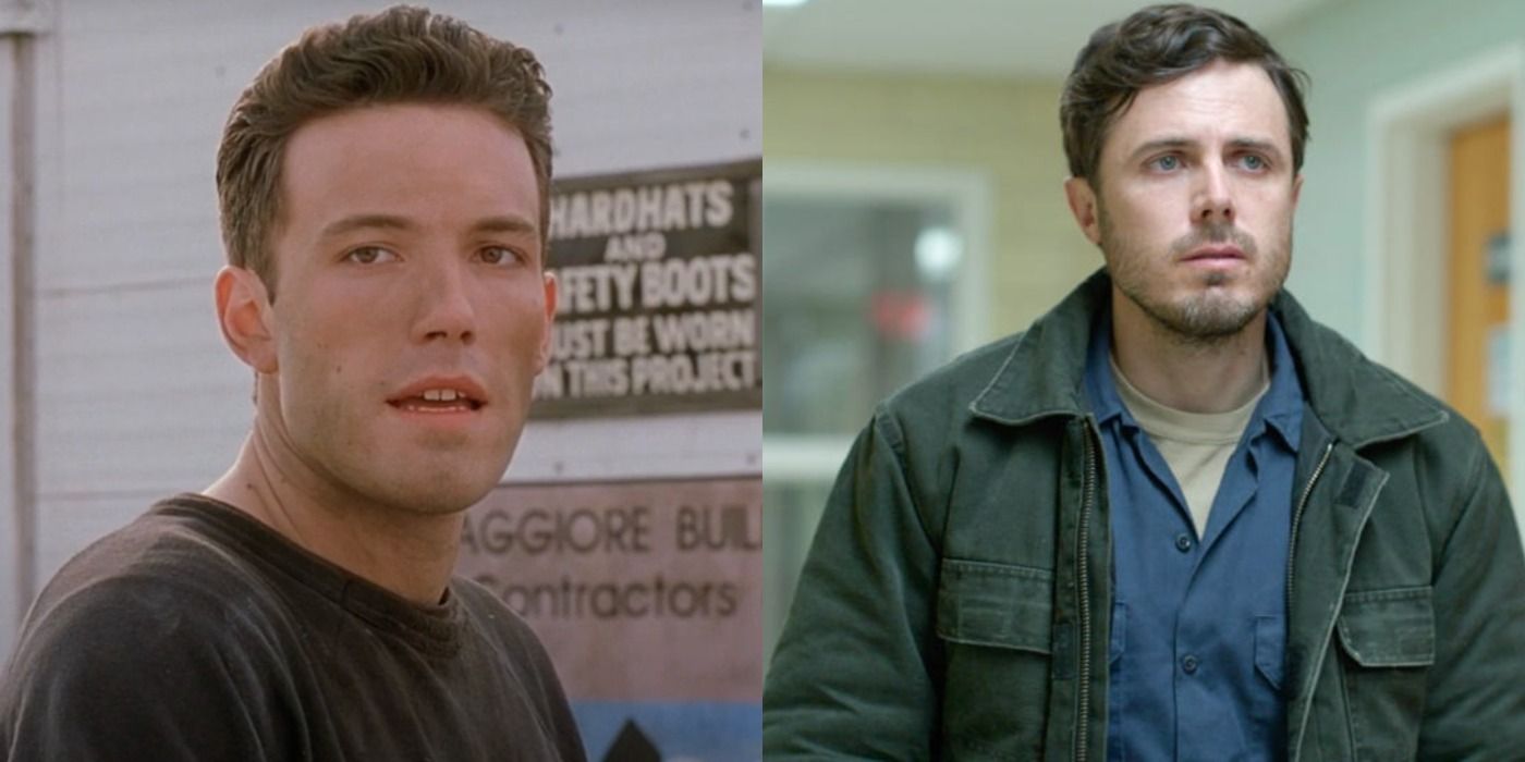 Split image showing Ben Affleck in Good Will Hunting & Casey Affleck in Manchester BY The Sea
