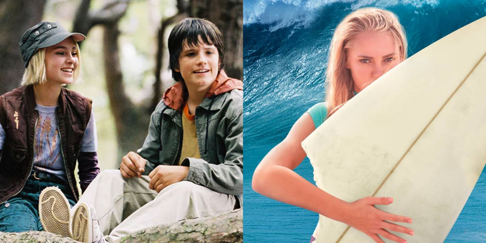 Split image showing scenes from Bridge to Terabithia and Soul Surfer
