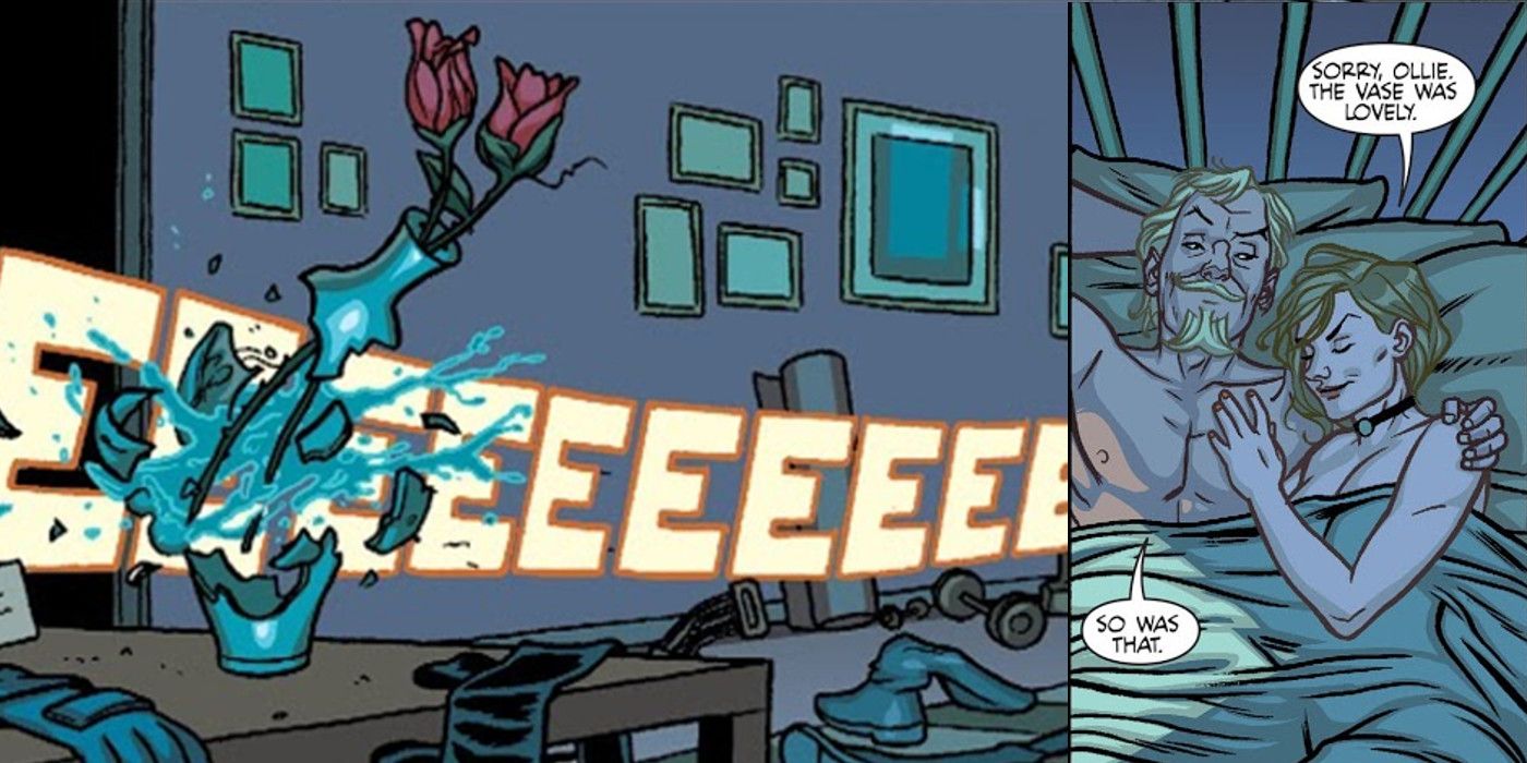 Black Canary Breaks a Vase With Her Voice While With Green Arrow in Bloodspell
