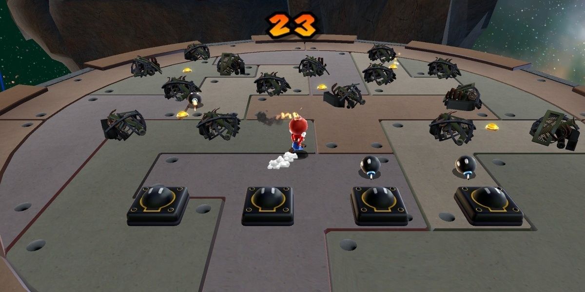 Bob-omb Blasting minigame in Super Mario Galaxy 