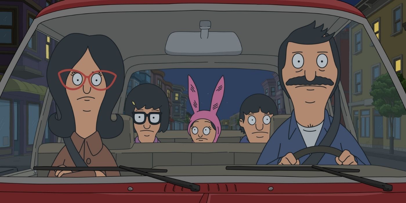The Belchers in their car in Bob's Burgers