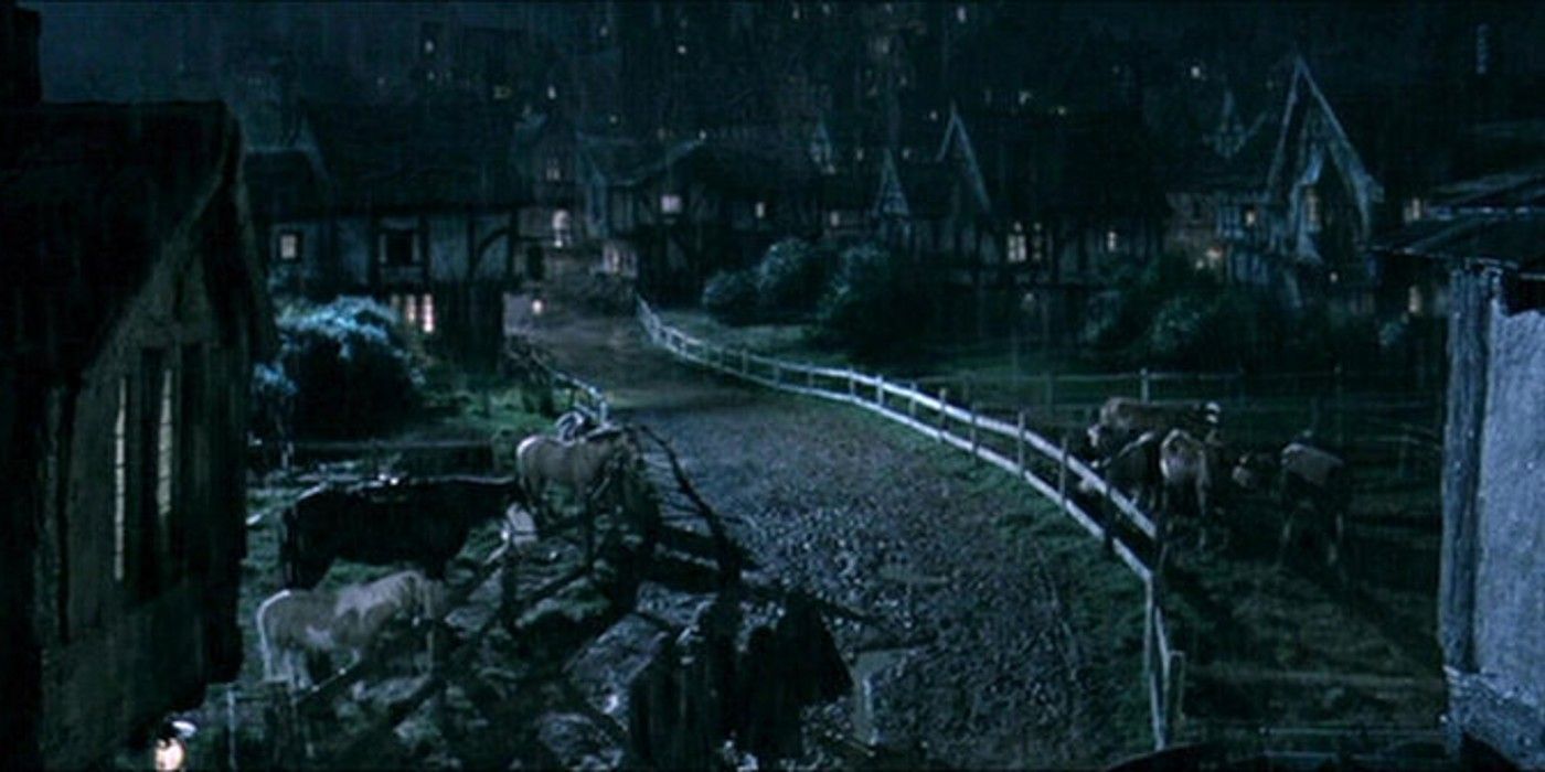 It rains in the village of bree in Lord of the Rings 