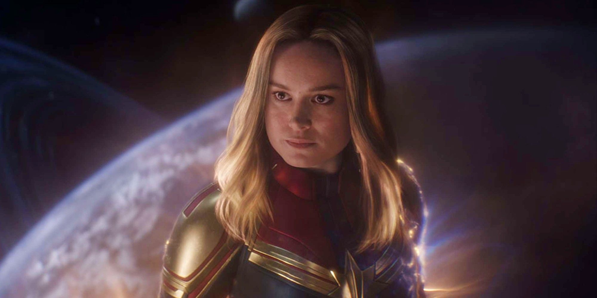 Brie Larson as Captain Marvel in outer space