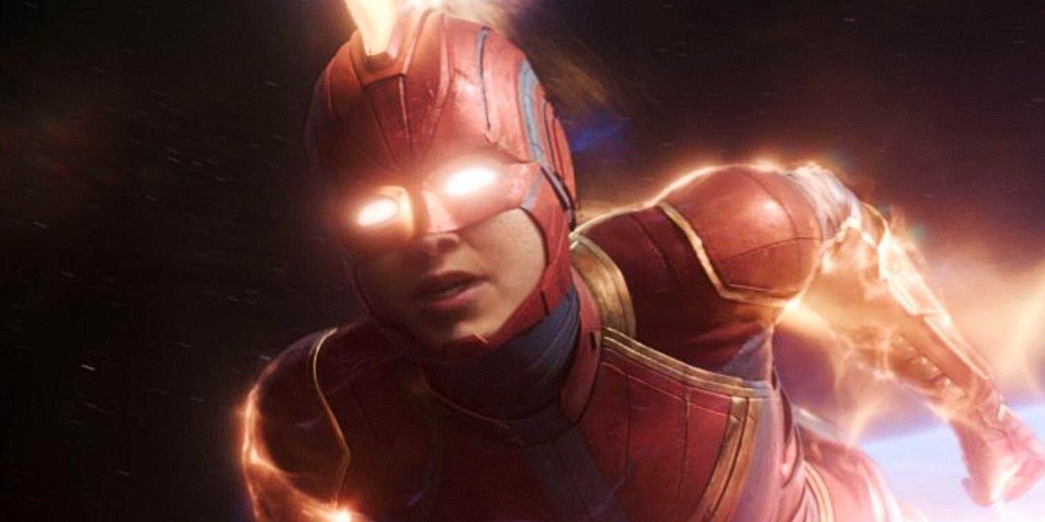 Brie Larson as Captain Marvel with a helmet
