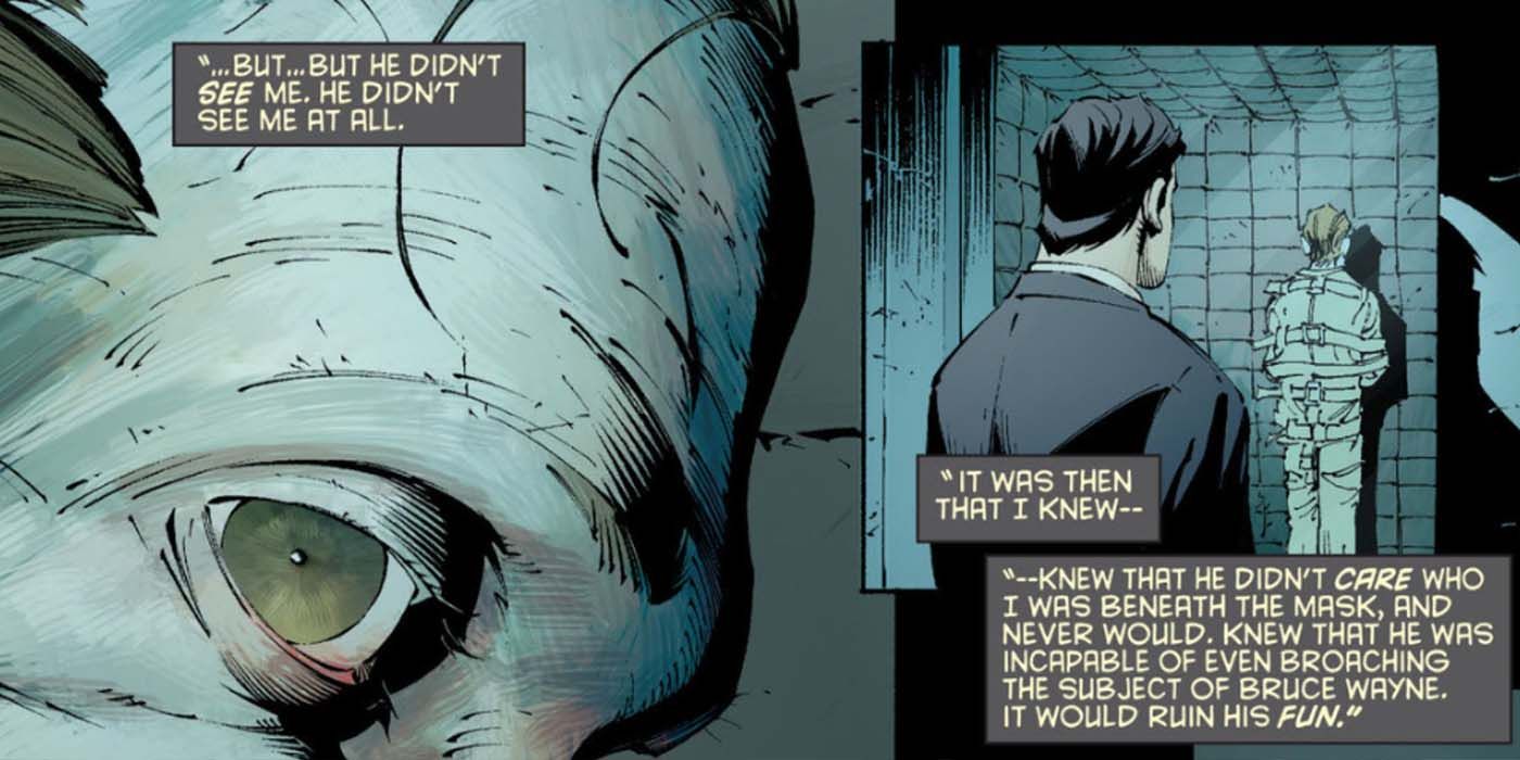 Bruce Wayne reveals his identity as Batman to Joker in Batman #17