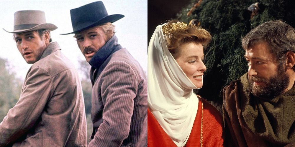 Split image showing scenes from Butch Cassidy and The Lion In Winter