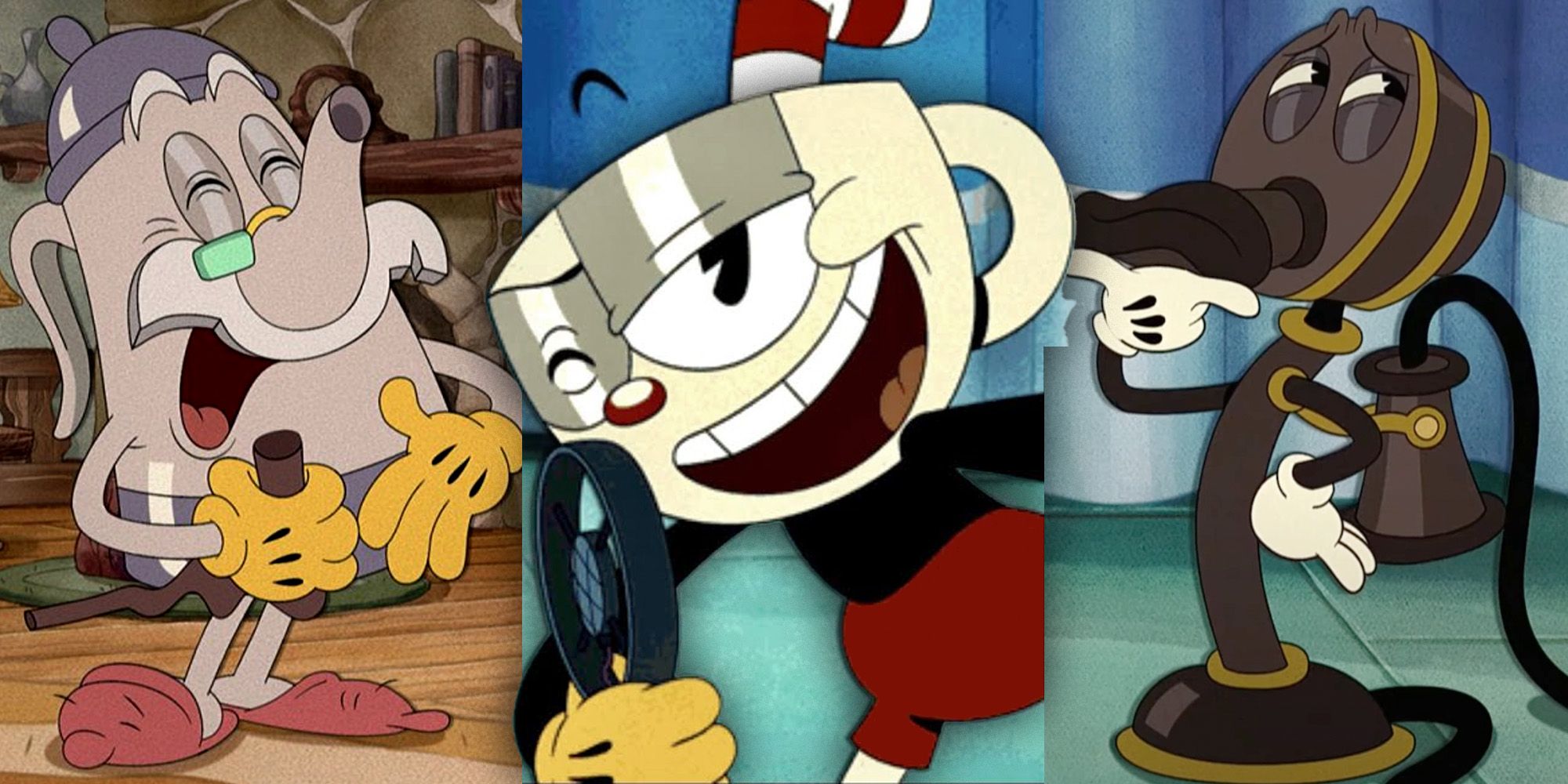 Split image of several characters from The Cuphead Show!
