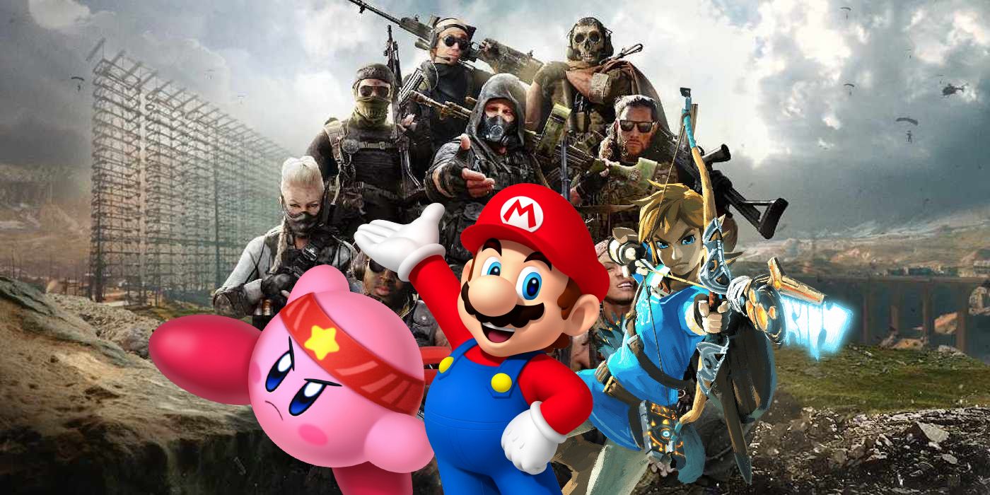 Mario, Kirby and Link with Call of Duty soldier