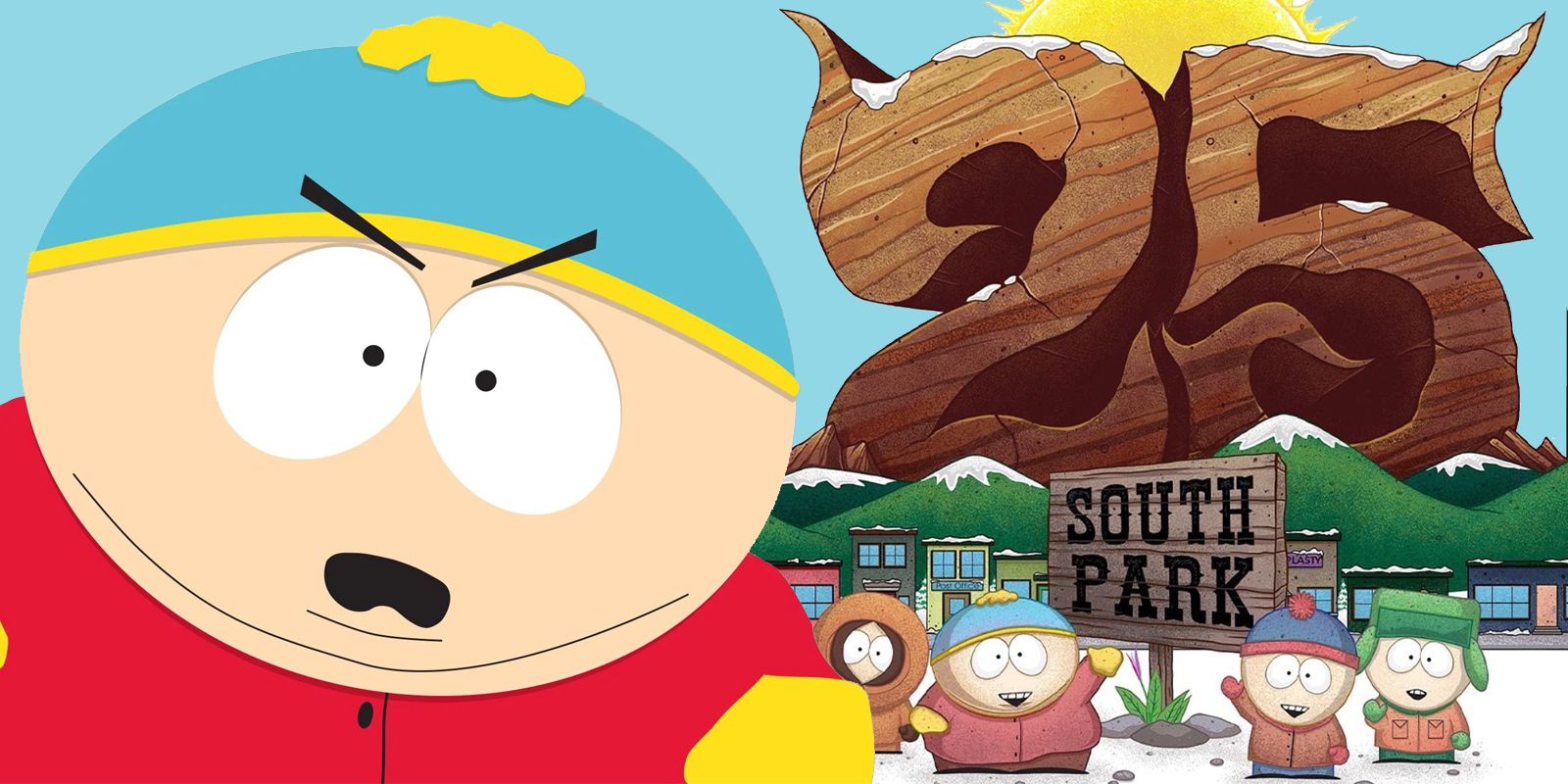 Cartman in front of the South Park Season 25 logo.